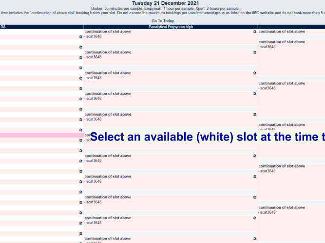 select any available slot